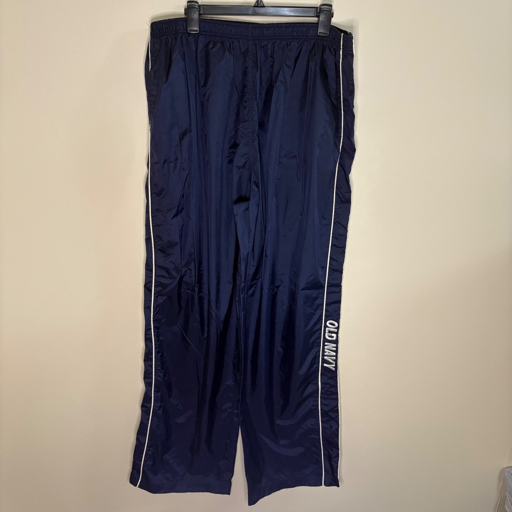 Vintage Old Navy Track Pants Mens XXL Navy Blue Snap Tear Away 90s Windbreaker